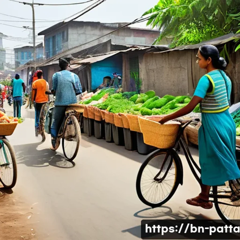 기후 위기 해결을 위한 시민과 기업의 협력 - A vibrant, optimistic scene depicting a diverse community actively participating in sustainable dail...