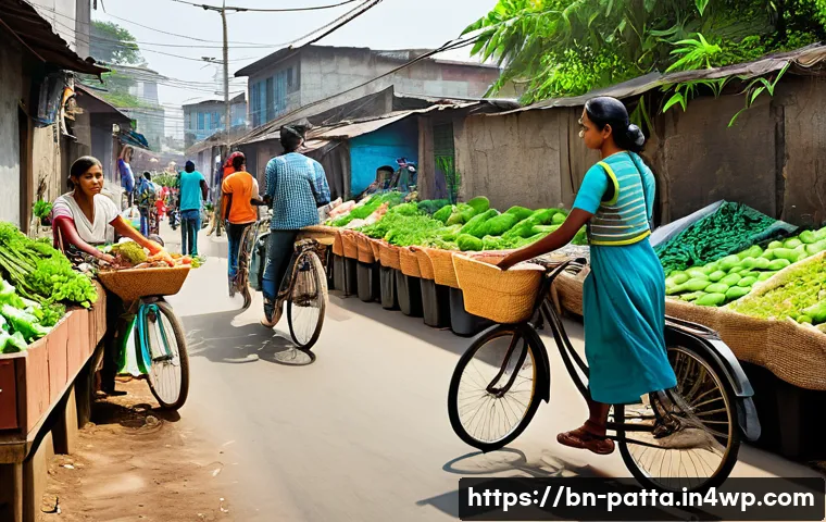 기후 위기 해결을 위한 시민과 기업의 협력 - A vibrant, optimistic scene depicting a diverse community actively participating in sustainable dail...