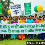 Home 21 기후 변화와 정치적 참여의 연관성 - A diverse group of Bengali city and rural residents actively participating in a climate change prote...