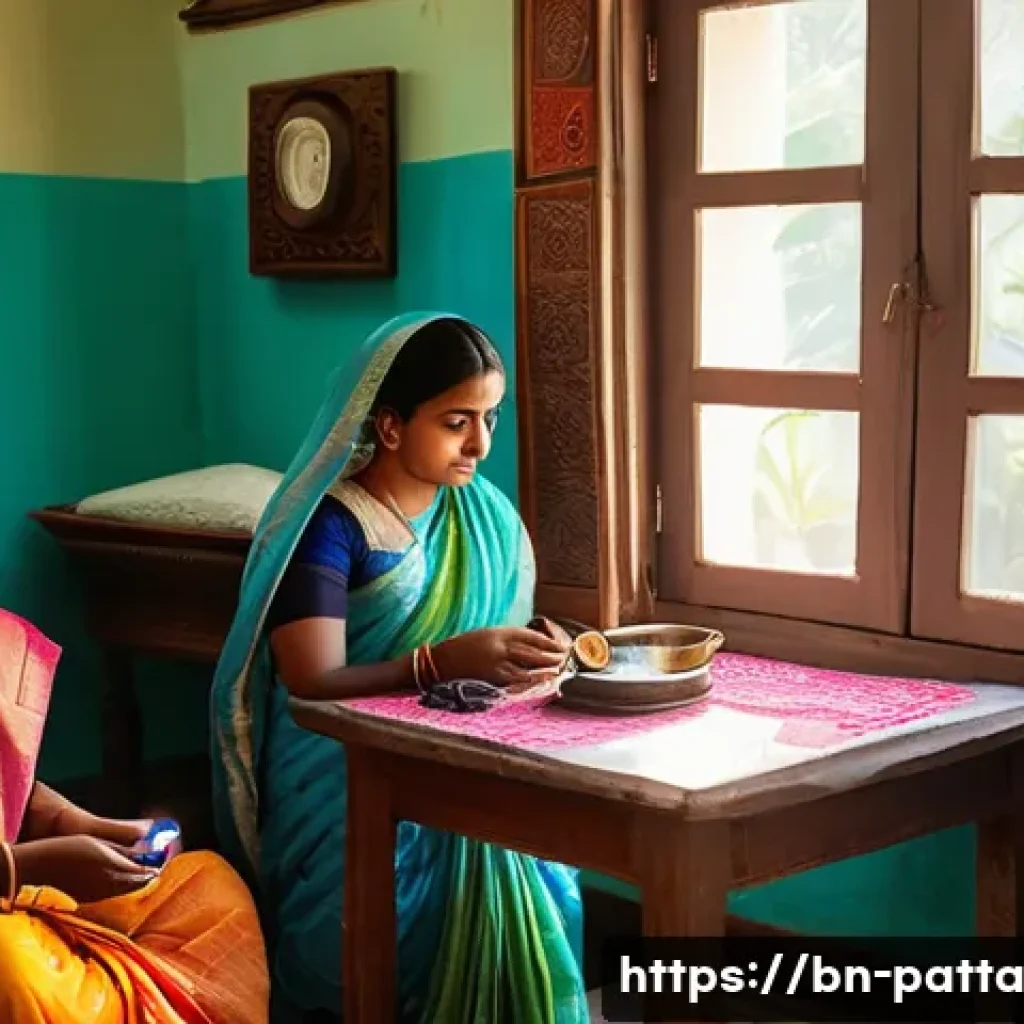 기후 변화 대처를 위한 시민 행동 지침 - A detailed and vibrant scene of a Bengali family in a traditional home setting practicing electricit...